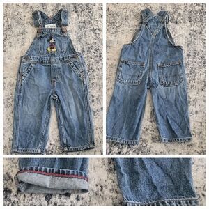 GAP Kids Light Blue Denim Overalls with Embroidered Character